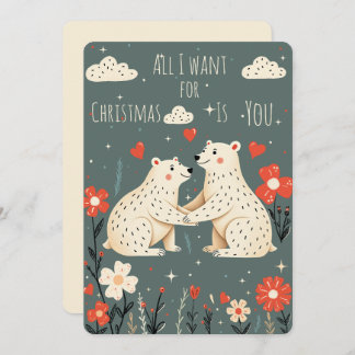 Cute Polar Bears Christmas Card Feestdagenkaart
