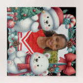 Cute Polar Bears Christmas Peppermint Photo Legpuzzel (Horizontaal)
