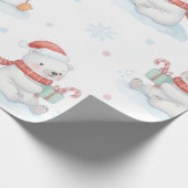 Cute Polar Bears Penguins Christmas Wrapping Paper Cadeaupapier (Hoek)