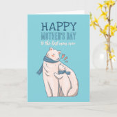 Cute Polar Beer Animal Cartoon Happy Moederdag Kaart (Gele Bloem)