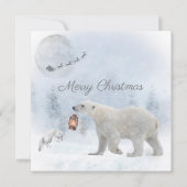 Cute Polar Beer Arctic Fox Santa Winter Kerstmis Feestdagenkaart (Voorkant)