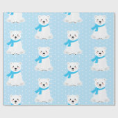 Cute Polar Beer Baby Boy Blue Cadeaupapier (Vlak)