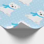 Cute Polar Beer Baby Boy Blue Cadeaupapier (Hoek)