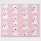 Cute Polar Beer Baby Girl Roze Cadeaupapier (Vlak)