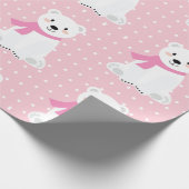 Cute Polar Beer Baby Girl Roze Cadeaupapier (Hoek)