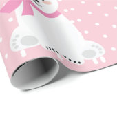 Cute Polar Beer Baby Girl Roze Cadeaupapier (Rol Hoek)
