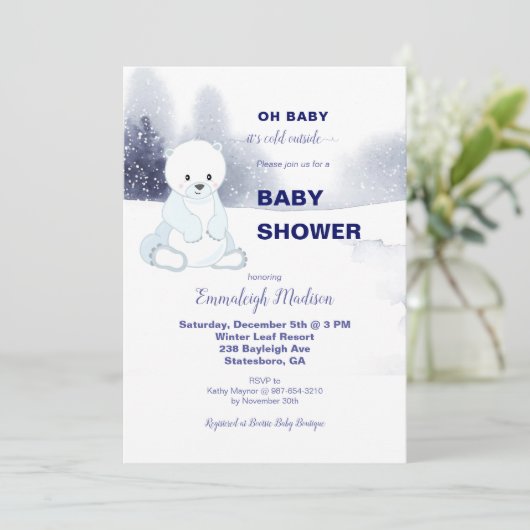 Cute Polar Beer Baby shower (Staand voorkant)