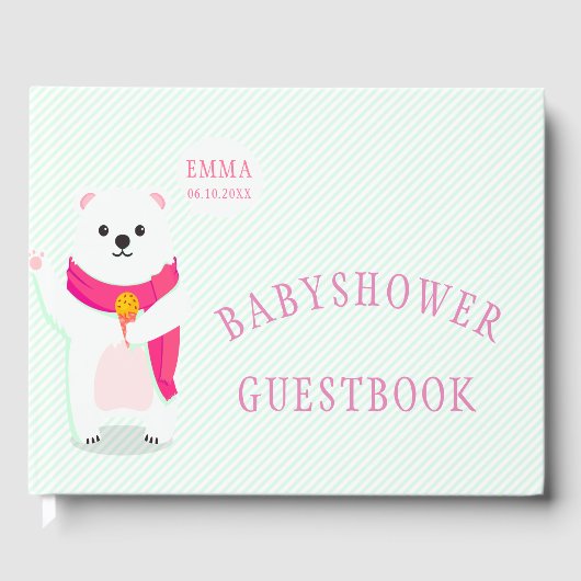 Cute Polar Beer Baby shower Guestbook Gastenboek (Voorkant)