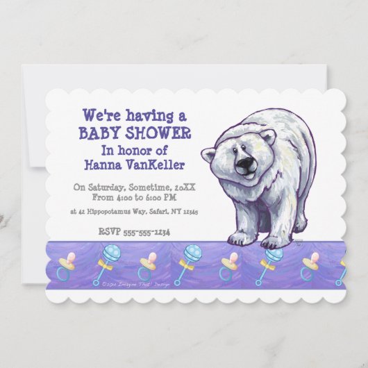 Cute Polar Beer Baby shower Kaart (Voorkant)