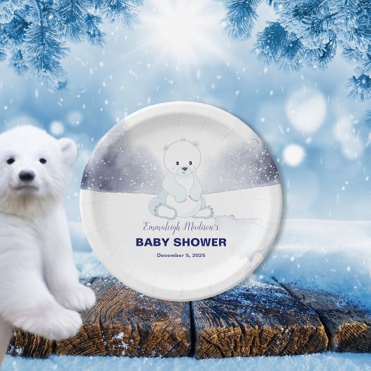 Cute Polar Beer Baby shower Papieren Bordje