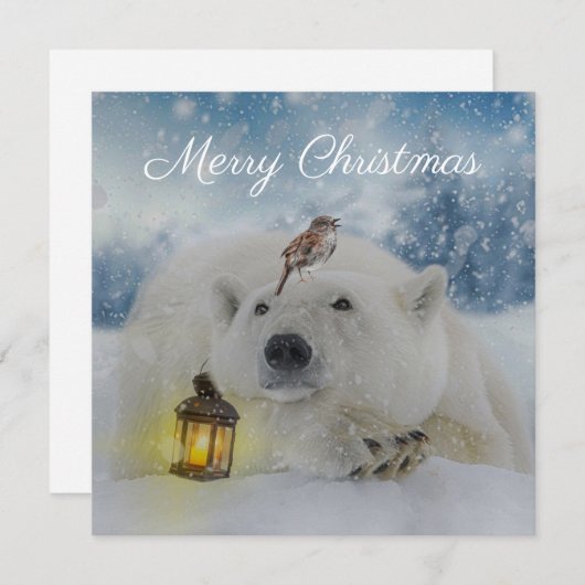 Cute Polar Beer Bird Winter Kerstmis Feestdagenkaart (Voorkant / Achterkant)