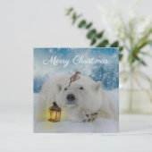Cute Polar Beer Bird Winter Kerstmis Feestdagenkaart (Staand voorkant)