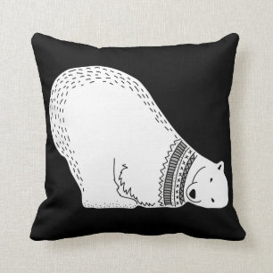 Cute Polar Beer Black en White Kussen