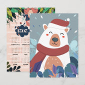 Cute Polar Beer Calendar Briefkaart (Voorkant / Achterkant)