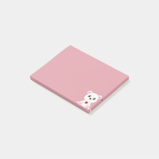 Cute Polar Beer Cartoon op Roos Gold Post-it® Notes (Schuin)