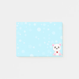 Cute Polar Beer Cartoon op Sky Blue Post-it® Notes