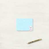 Cute Polar Beer Cartoon op Sky Blue Post-it® Notes (Op bureau)