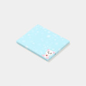 Cute Polar Beer Cartoon op Sky Blue Post-it® Notes (Schuin)