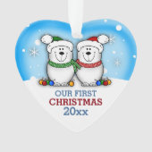 Cute Polar Beer Couple First Kerstmis Ornament (voorkant)