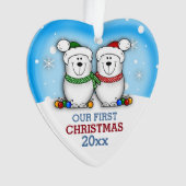 Cute Polar Beer Couple First Kerstmis Ornament (voorkant)