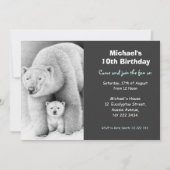 Cute Polar Beer & Cub Birthday Party Invitation Kaart (Voorkant)