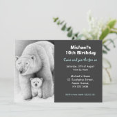 Cute Polar Beer & Cub Birthday Party Invitation Kaart (Staand voorkant)