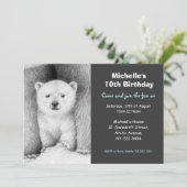 Cute Polar Beer & Cub Birthday Party Invitation Kaart (Staand voorkant)