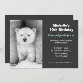 Cute Polar Beer & Cub Birthday Party Invitation Kaart (Voorkant / Achterkant)