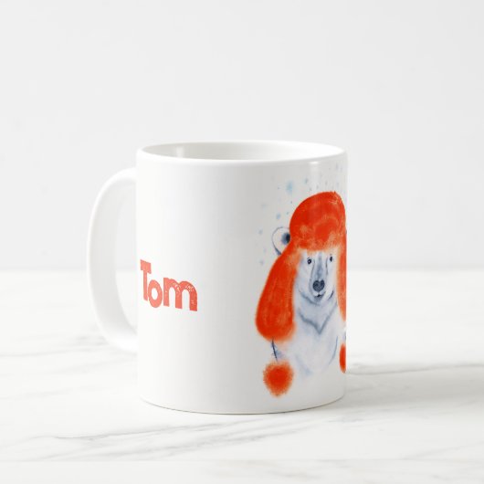 Cute Polar Beer Cub in Red Winter Pet Kerstmis Koffiemok (Voorkant links)