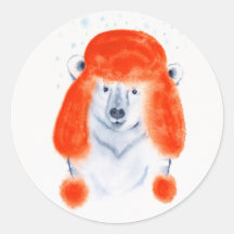 Cute Polar Beer Cub in Red Winter Pet Kerstmis