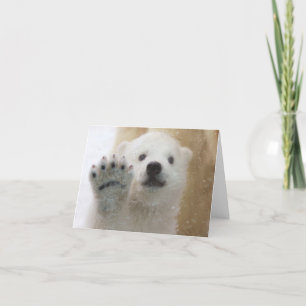 Cute Polar Beer Cub Waving Feestdagen Kaart