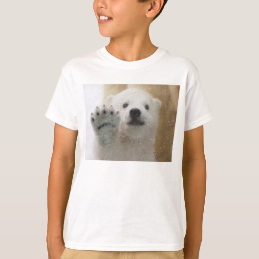 Cute Polar Beer Cub Waving T-shirt (Voorkant)