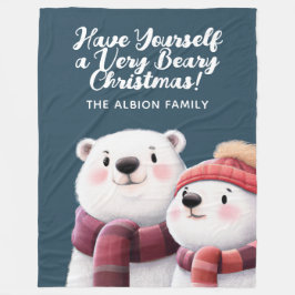 Cute Polar Beer Cubs die handschoenen dragen Fleece Deken