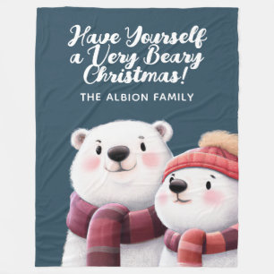 Cute Polar Beer Cubs die handschoenen dragen Fleece Deken