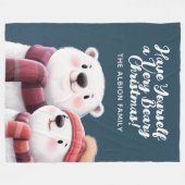 Cute Polar Beer Cubs die handschoenen dragen Fleece Deken (Voorkant (Horizontaal))