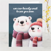 Cute Polar Beer Cubs die handschoenen dragen Kaart (Gele Bloem)