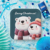 Cute Polar Beer Cubs die handschoenen dragen Papieren Bordje (Feest)