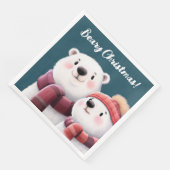 Cute Polar Beer Cubs die handschoenen dragen Servet (Hoek)