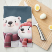 Cute Polar Beer Cubs die handschoenen dragen Theedoek (Quarter Fold)