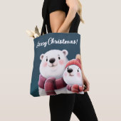 Cute Polar Beer Cubs die handschoenen dragen Tote Bag (Dichtbij)