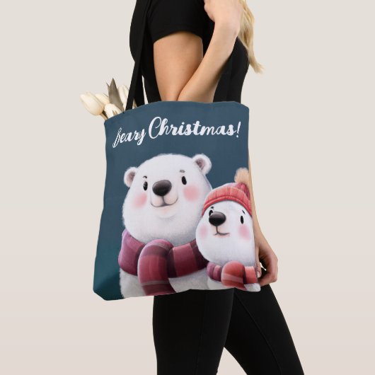 Cute Polar Beer Cubs die handschoenen dragen Tote Bag (Dichtbij)
