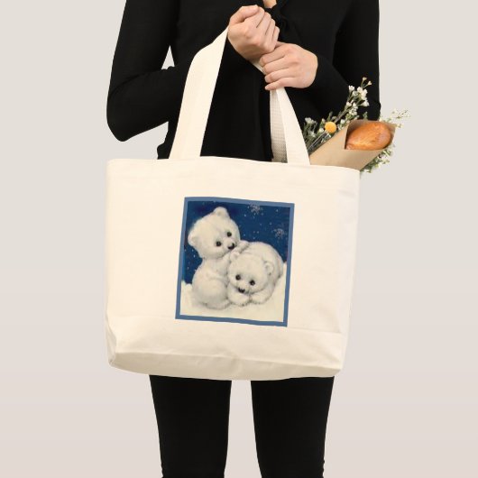Cute Polar Beer Cubs Grote Tote Bag (Voorkant (product))