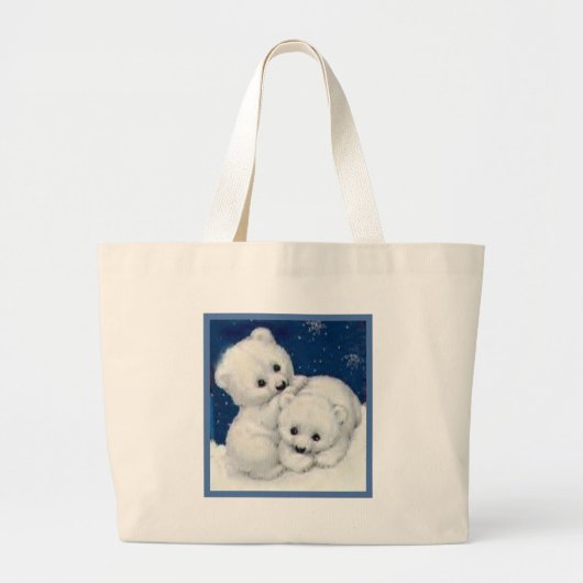 Cute Polar Beer Cubs Grote Tote Bag (Voorkant)