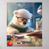 Cute Polar Beer die huiswerk maakt Poster (Voorkant)