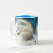 Cute Polar-Beer die op de maan is gepersonaliseerd Tweekleurige Koffiemok (Voorkant links)