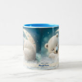 Cute Polar-Beer die op de maan is gepersonaliseerd Tweekleurige Koffiemok (Center)