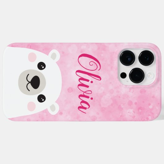 Cute polar beer douanenaam roze Case-Mate iPhone case (Achterkant (horizontaal))