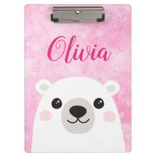 Cute polar beer douanenaam roze klembord