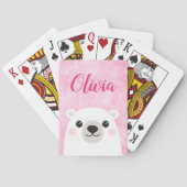 Cute polar beer douanenaam roze pokerkaarten (Achterkant)