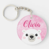 Cute polar beer douanenaam roze sleutelhanger (Voorkant)
